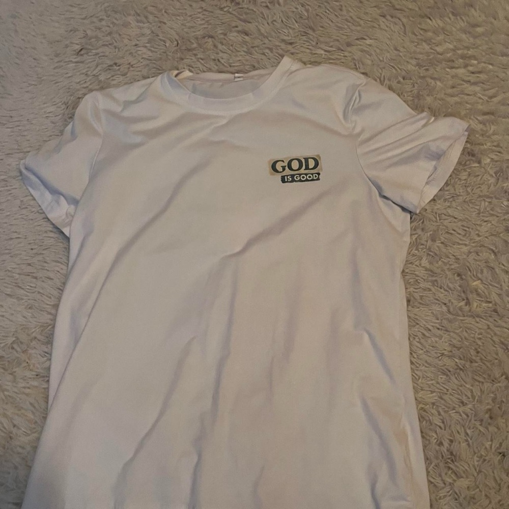 White T-Shirt with 'God is Good' Print